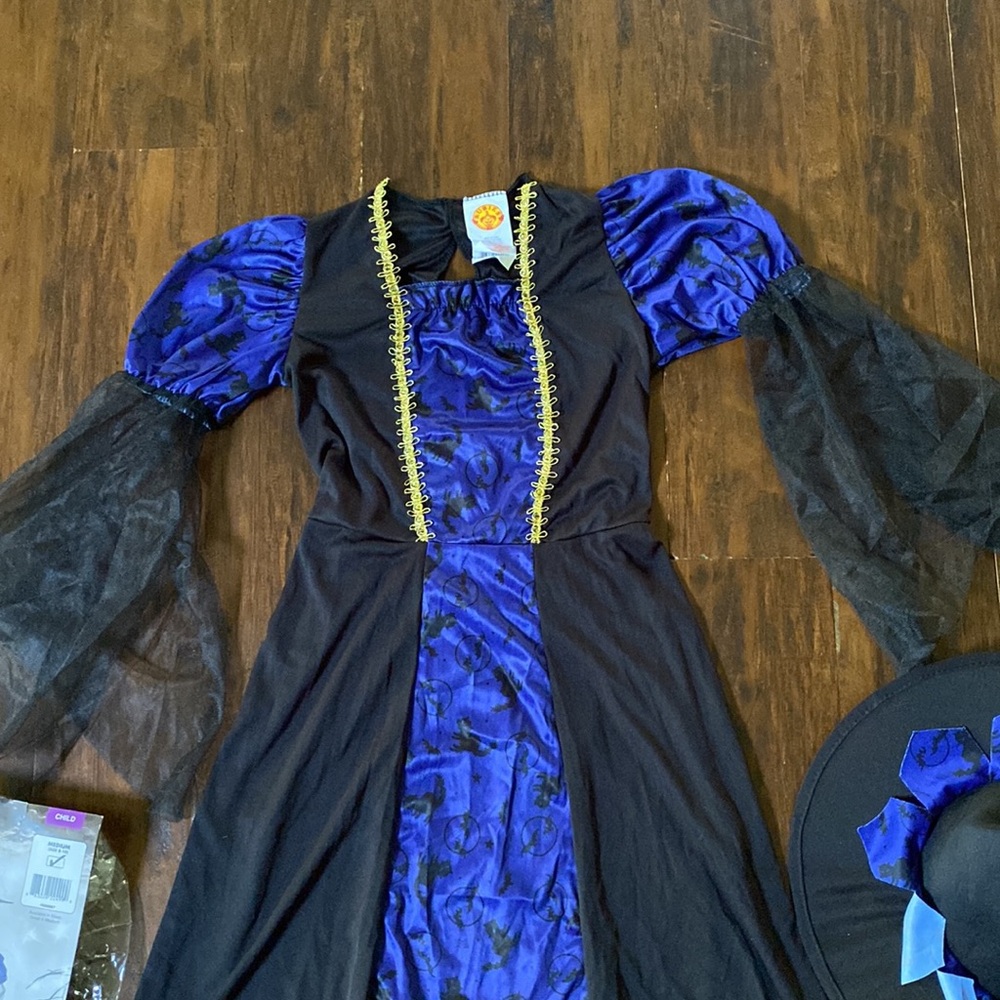 Rubies Blue Witch Dress & Hat Child’s Medium (Size 8-10) Halloween Costume - Picture 3 of 6
